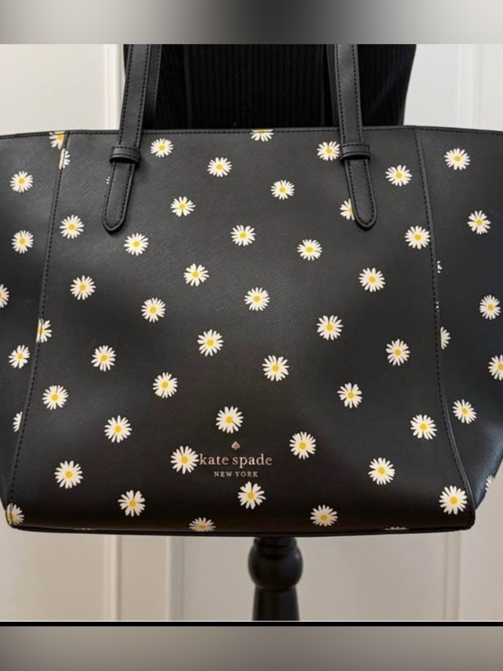 kate spade Black Daisy Print Tote with White and Yellow Flowers - Picture 7 of 7